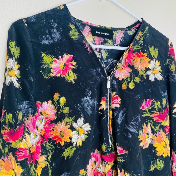 The Kooples Fireworks Floral Silk Top Black - Picture 4 of 7